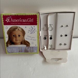 NIB American Girl Classic Silver Doll Earrings